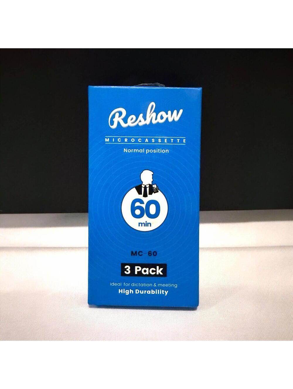 Reshow Microcassette 60 Minutes 3 Pack High Durability 1 Box Vintage MC-60